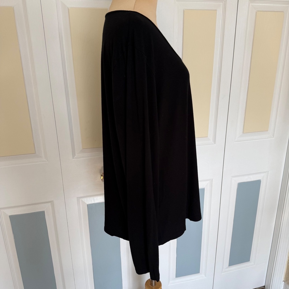 Eileen Fisher Black Rayon Lycra Scoop Neck‎ Long Sleeve Base Layer Top 1X - Picture 2 of 8